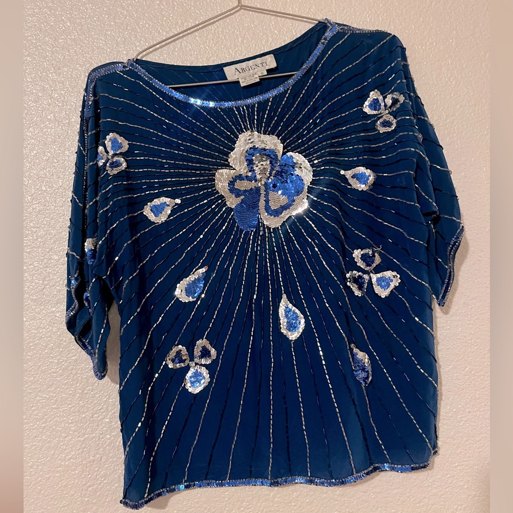 Argenti silk sequin top